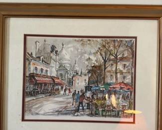 Watercolor painting of Montmartre Street Scene