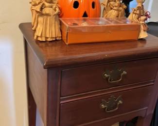Vintage Wooden Side Table with Two Drawers