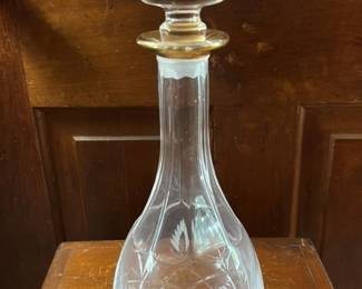 Victorian Crystal Decanter wtih Gold Gilt Accents