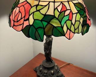 Stained Glass rose Table Lamp