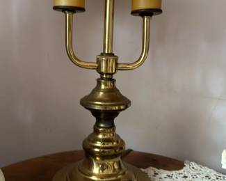 Vintage Brass Table Lamp with Pleated Shade