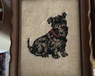 Vintage Needlepoint Dog Portrait
