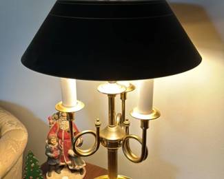 Vintage Brass Candlestick Table Lamp with Black Empire Shade