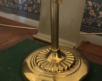 Vintage Brass Bankers Lamp with Green Glass Shade