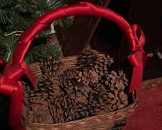 Christmas Wreath with Pinecones and Poinsettias
