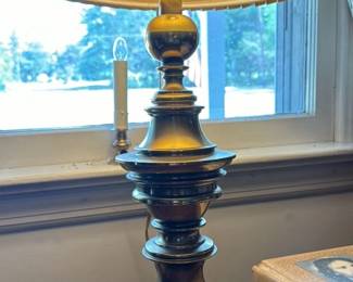 Vintage Brass Table Lamp with Pleated Shade