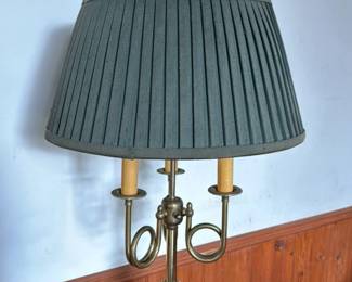 Antique Brass Table Lamp with Pleated Shade