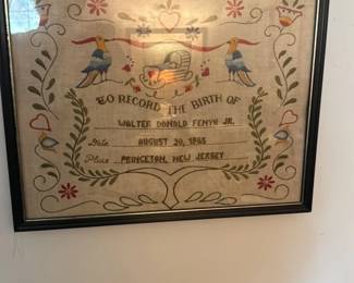 Embroidered Birth Record