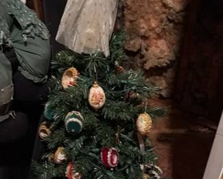 Vintage Christmas Tree with Angel Topper and Ornaments