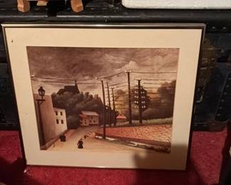 reproduction of the painting "View of Malakoff" by Henri Rousseau