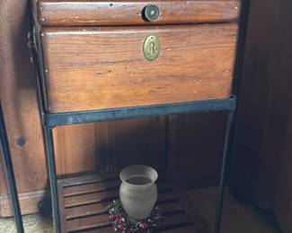 Antique Wooden Display Cabinet with Glass Insert