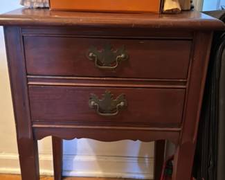 Vintage Wooden Side Table with Two Drawers