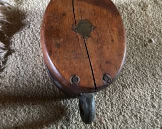Antique Wooden Block and Tackle Pulley