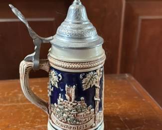 German Beer Stein with Pewter Lid
