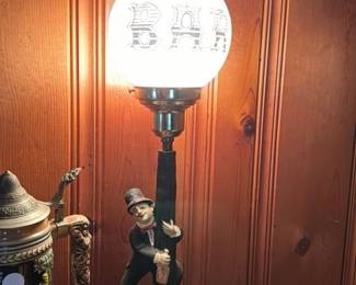 Victorian Figural Lap with "BB" Globe