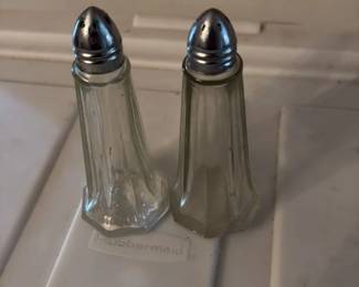 Vintage Glass Salt and Pepper Shakers with Metal Tops