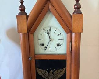 American Empire Style "Eagle" Stenciled Mantel Clock
