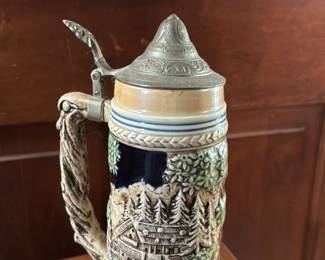 German Beer Stein with Pewter Lid