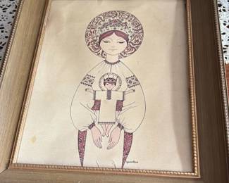 Madonna and Child Folk Art Print