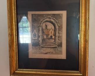 Framed Architectural Etching or Print