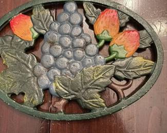 Cast Iron Grape and Strawberry Plaque