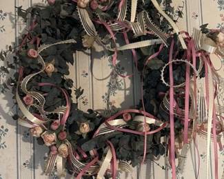 Vintage Dried Eucalyptus and Rose Wreath