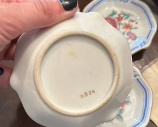 Set of 4 Small Floral Porcelain Dishes