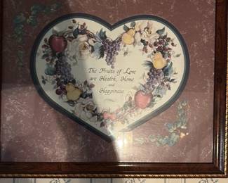 Vintage Floral Heart Lithograph with Inspirational Quote