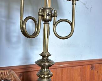 Antique Brass Table Lamp with Pleated Shade
