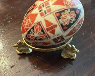 Ukranian Pysanka Easter Egg in Decorative Stand