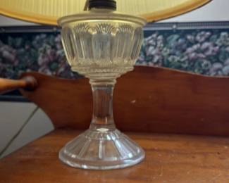Antique Oil Lamp with Frosted Glass Base