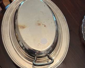 Silver Plated Oval Serving Tray with Handles