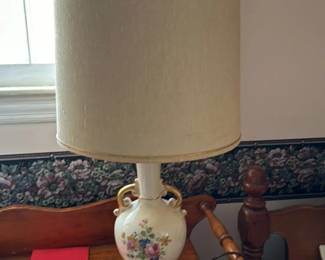 Vintage Ceramic Table Lamp with Floral Motif