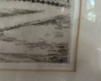 Etching of a Historic Building