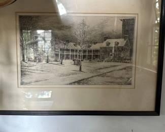 Etching of a Historic Building