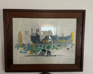 Vintage Nautical Scene Embroidery