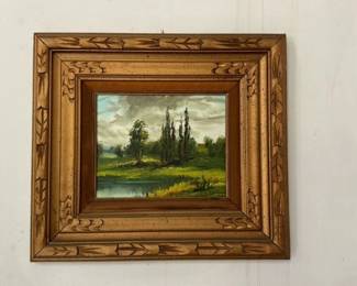 Landscape Painting in ornate Gold Frame