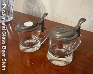 Pewter and Glass Beer Stein