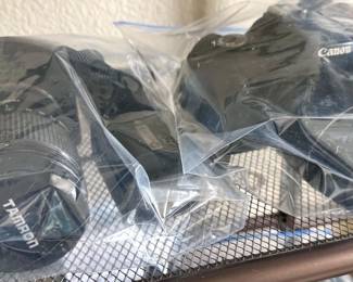Cameras (DSLRs):  Nikon D3500 + lenses, Fuji XT1, Sony LX w lens, Casio EX FH100, Canon EOS, Pentax Qt; camera bags, lenses, flashes