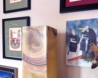 Native American art + alabaster lamp