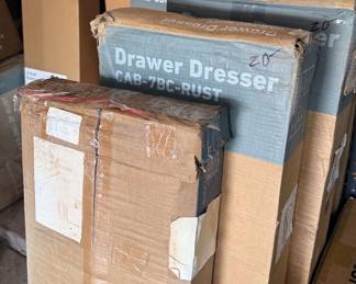 New in box shelving/drawer units, assorted sizes