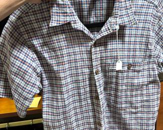 Men's shirts (mostly size S/M), including Patagonia