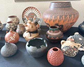 Ceramic pottery from Acoma, Laguna, Santa Ana, Santo Domingo, Taos