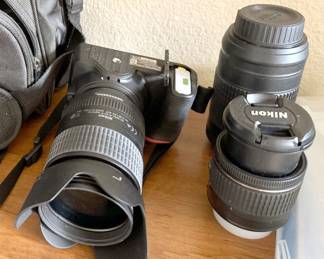Cameras (DSLRs):  Nikon D3500 + lenses, Fuji XT1, Sony LX w lens, Casio EX FH100, Canon EOS, Pentax Qt; camera bags, lenses, flashes