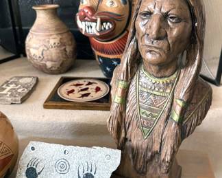 Native American + Mexican (Tonala Jaguar jug by Jose Luis Cortez) decor