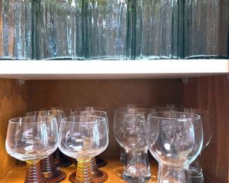Top: hand-blown Mexican glassware Bottom: vintage glasswares