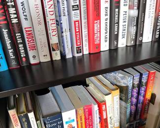Non-fiction: Israel/Judaism, Bob Woodward, Peter Strzok, Michael Wolff, Liz Cheney
Cookbooks: Cooking Light, Slow Cooker, ABQ community cookbooks
Language: Spanish + Turkish, dictionaries
Travel: NM, national parks
Coffee table: Oriental + Turkish rugs, skiing, birds, garden, dogs

