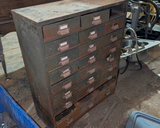 Antique metal file drawer cabinet