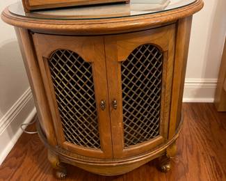 Round Marble and Glass Top Cabinet/ Side Table