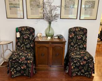 Pair of Straight Back Upholstered Chairs